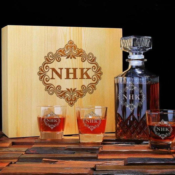 Custom Engraved Detroit Lions - Personalized Whiskey Decanter In Wood Gift  Box - Promotional Products - Custom Gifts - Party Favors - Corporate Gifts  - Personalized Gifts