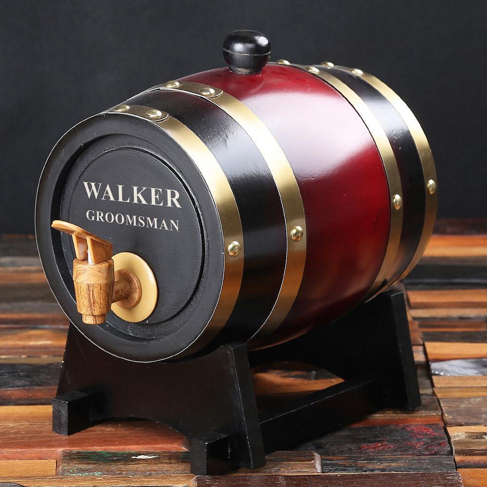 Groomsmen Gifts, Personalized Barrel - Dark Red - Engravedideas