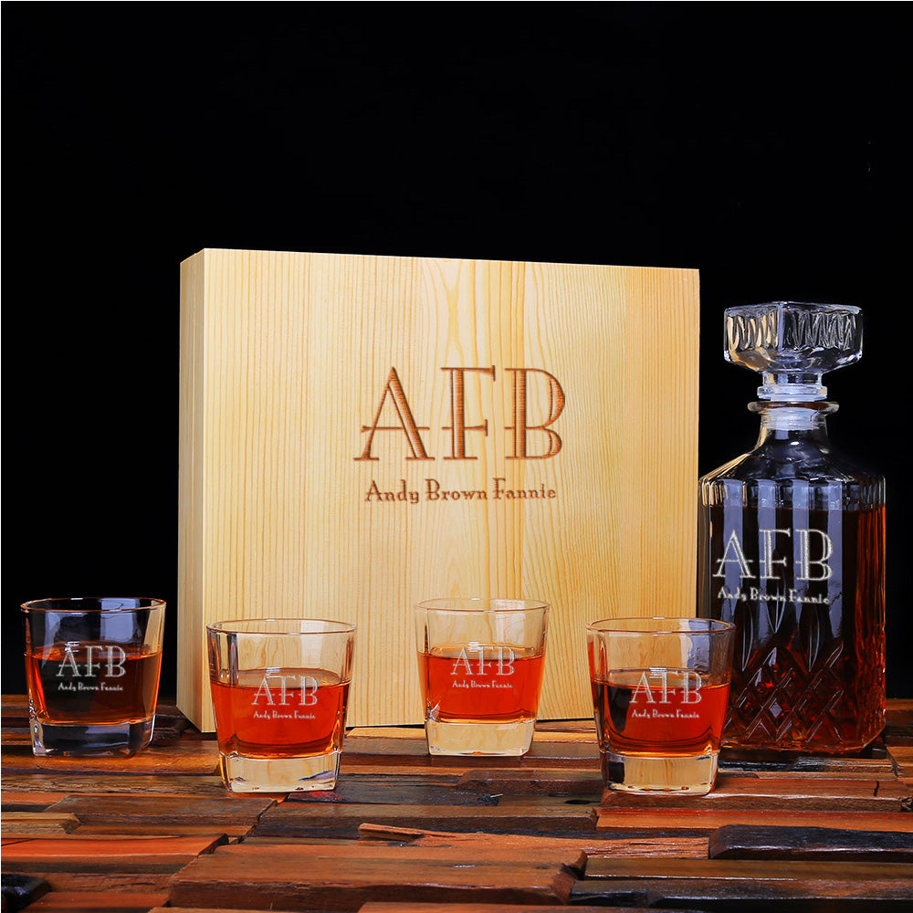 Groomsmen Gifts, Personalized Whiskey Decanter - Personalize Your Own Logo - Engravedideas