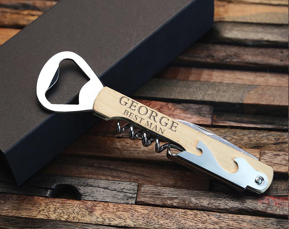 Personalized Wine & Beer Opener, Groomsmen Gifts set, Christmas Gift - Engravedideas