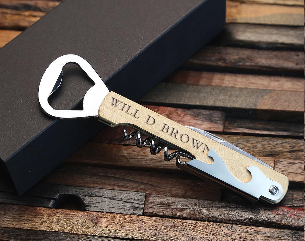 Personalized Wine & Beer Opener, Groomsmen Gifts set, Christmas Gift - Engravedideas