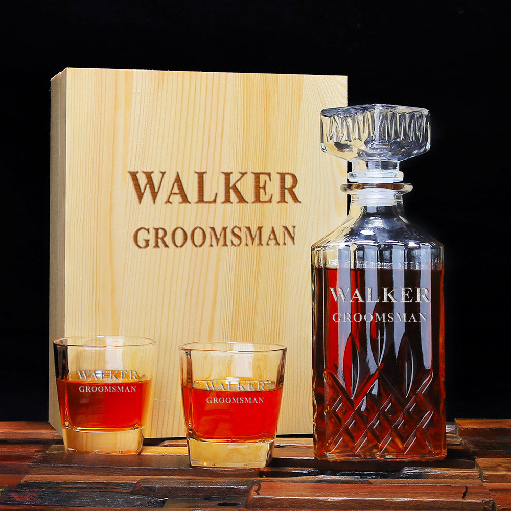 Groomsmen Gifts, Personalized Whiskey Decanter - Personalize Your Own Logo - Engravedideas