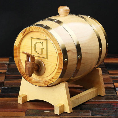 Groomsmen Gifts, Personalized Barrel - Natural Wood - Engravedideas