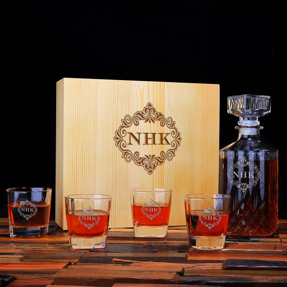 Men's Gift, Personalized Whiskey Decanter - Personalize Your Own Logo - Engravedideas