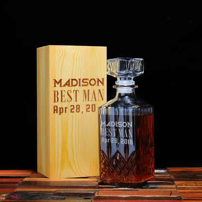 Groomsmen Gifts, Personalized Whiskey Decanter - Personalize Your Own Logo - Engravedideas