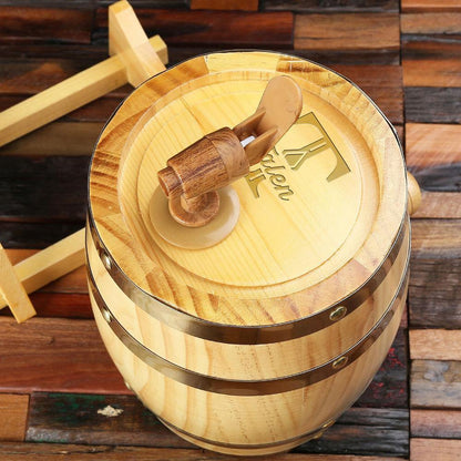 Groomsmen Gifts, Personalized Barrel - Natural Wood - Engravedideas