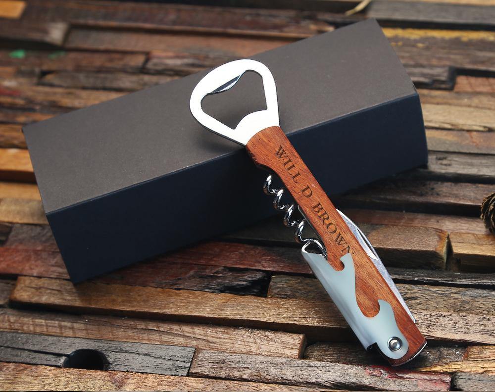 Groomsmen Gift, Personalized Wine & Beer Opener, Wedding Gift, Anniversary Gift - Engravedideas