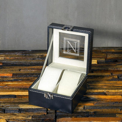 Groomsmen Gift, Personalized Watch box with 2 Slots, Christmas Gift - Engravedideas